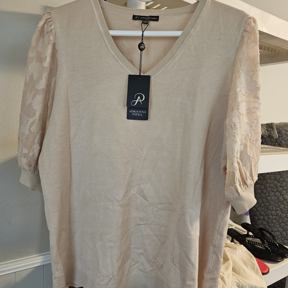 Cream V-Neck Women's Top